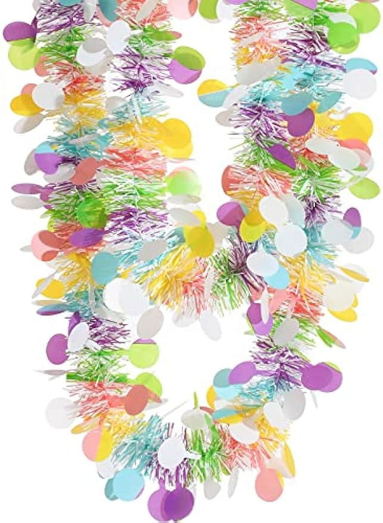 4 Pieces Easter Tinsel Garlands Colorful Easter Eggs Bunny Garland Spring Garland, Twist Metallic Festooning for Easter Party Tree Hanging Decoration, 6.56 ft in Length Per Piece